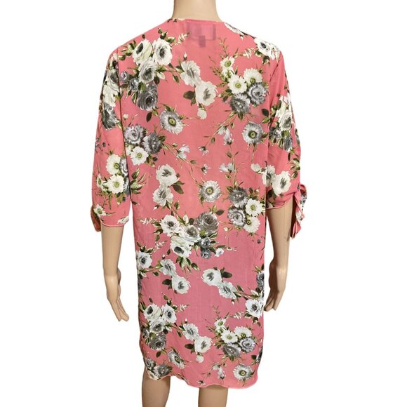 Kaii Los Angeles Pink Floral Coverup Kimono Size Large - Picture 3 of 3